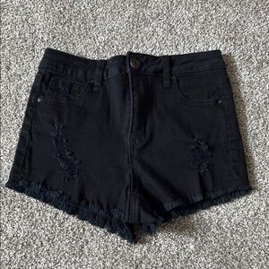 Refuge Black Distressed Jean Shorts